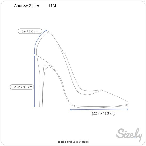 Andrew Geller Black Floral Lace Point Toe 3 Inch Heels Size 11M - Picture 9 of 9